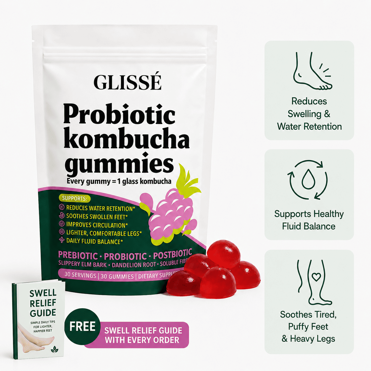Glisse | Kombucha Gummies Swollen Feet